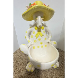 Fitz and Floyd Spotted Kangaroo Candy Dish Planter yellow ceramic figurine 13"